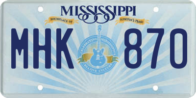 MS license plate MHK870