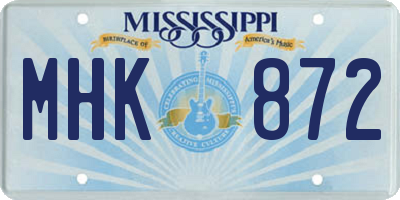 MS license plate MHK872