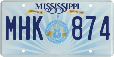 MS license plate MHK874