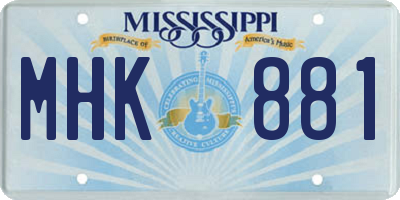 MS license plate MHK881