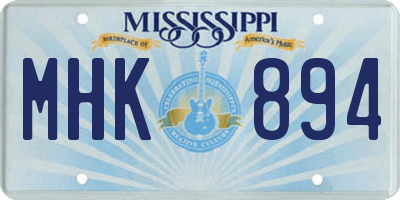 MS license plate MHK894