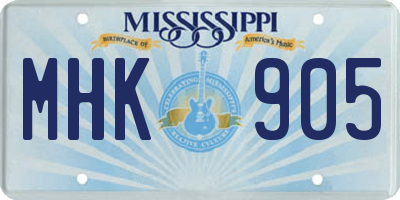 MS license plate MHK905