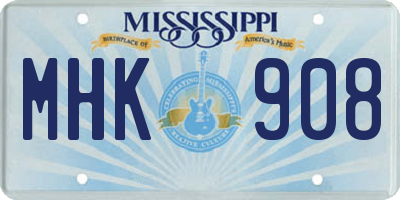MS license plate MHK908