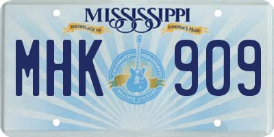 MS license plate MHK909