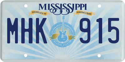 MS license plate MHK915