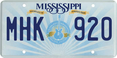MS license plate MHK920