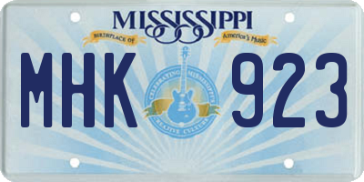 MS license plate MHK923