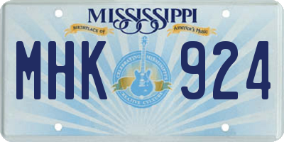 MS license plate MHK924