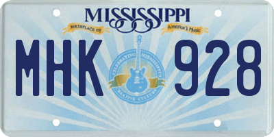 MS license plate MHK928