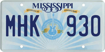 MS license plate MHK930