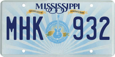 MS license plate MHK932
