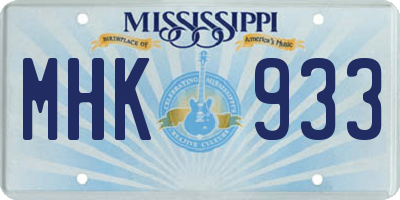 MS license plate MHK933