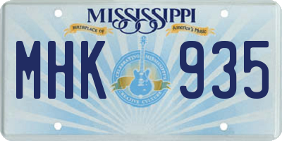 MS license plate MHK935