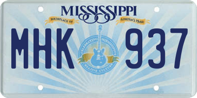 MS license plate MHK937