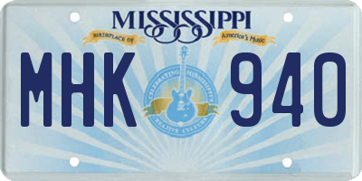 MS license plate MHK940