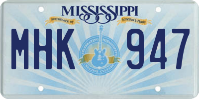 MS license plate MHK947