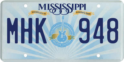 MS license plate MHK948