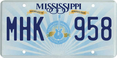 MS license plate MHK958