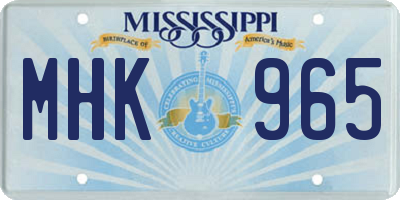 MS license plate MHK965