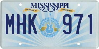MS license plate MHK971