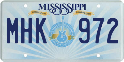MS license plate MHK972