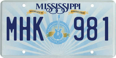 MS license plate MHK981