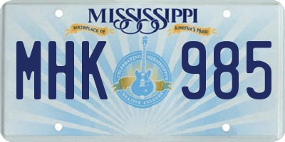 MS license plate MHK985