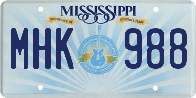 MS license plate MHK988