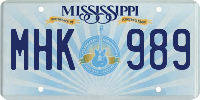 MS license plate MHK989