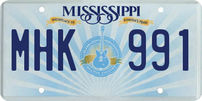 MS license plate MHK991
