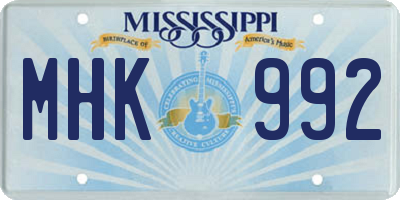 MS license plate MHK992