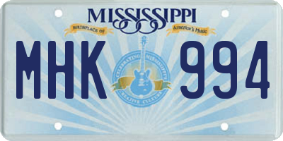 MS license plate MHK994