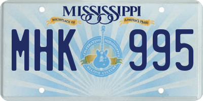 MS license plate MHK995