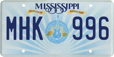 MS license plate MHK996