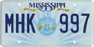 MS license plate MHK997