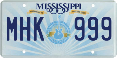 MS license plate MHK999