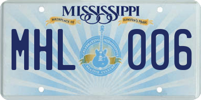 MS license plate MHL006