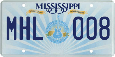 MS license plate MHL008