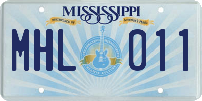 MS license plate MHL011