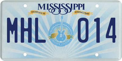 MS license plate MHL014