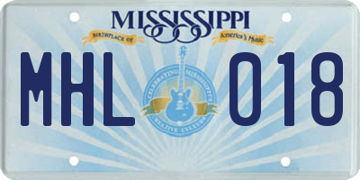 MS license plate MHL018