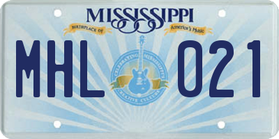 MS license plate MHL021