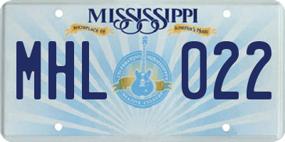 MS license plate MHL022