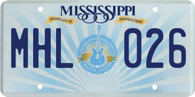MS license plate MHL026