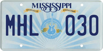 MS license plate MHL030