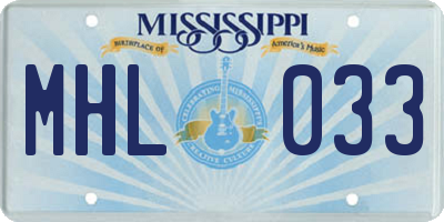 MS license plate MHL033