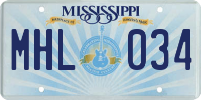 MS license plate MHL034