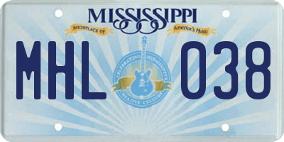 MS license plate MHL038