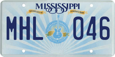 MS license plate MHL046