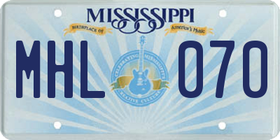 MS license plate MHL070